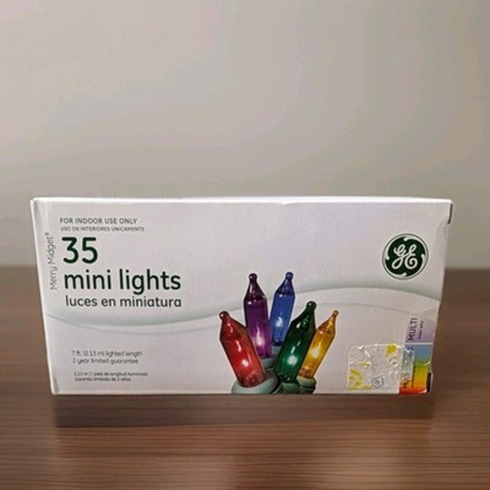GE Merry Midget 35 Multicolor Mini Lights Green Wire Indoor Christmas String NIB